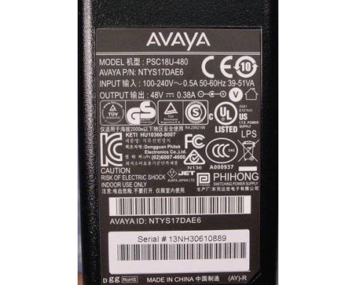 Avaya NTYS17DAE6 Блок питания для телефонов