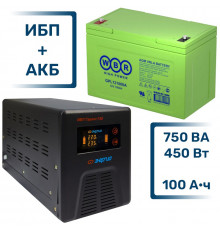 Комплект ИБП Энергия Гарант 750 ВА 450 Вт и Аккумулятор WBR 100 А/ч